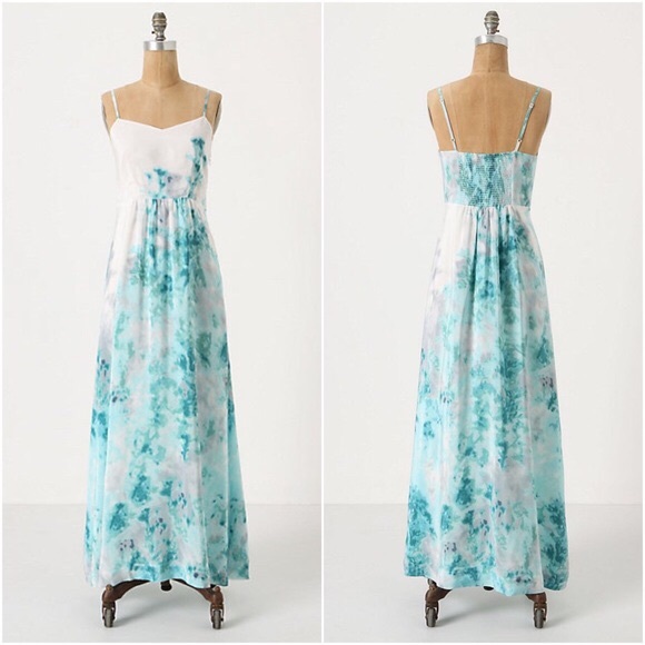 Anthropologie Dresses & Skirts - Moulinette Soeurs Turquoise White Silk Maxi Dress
